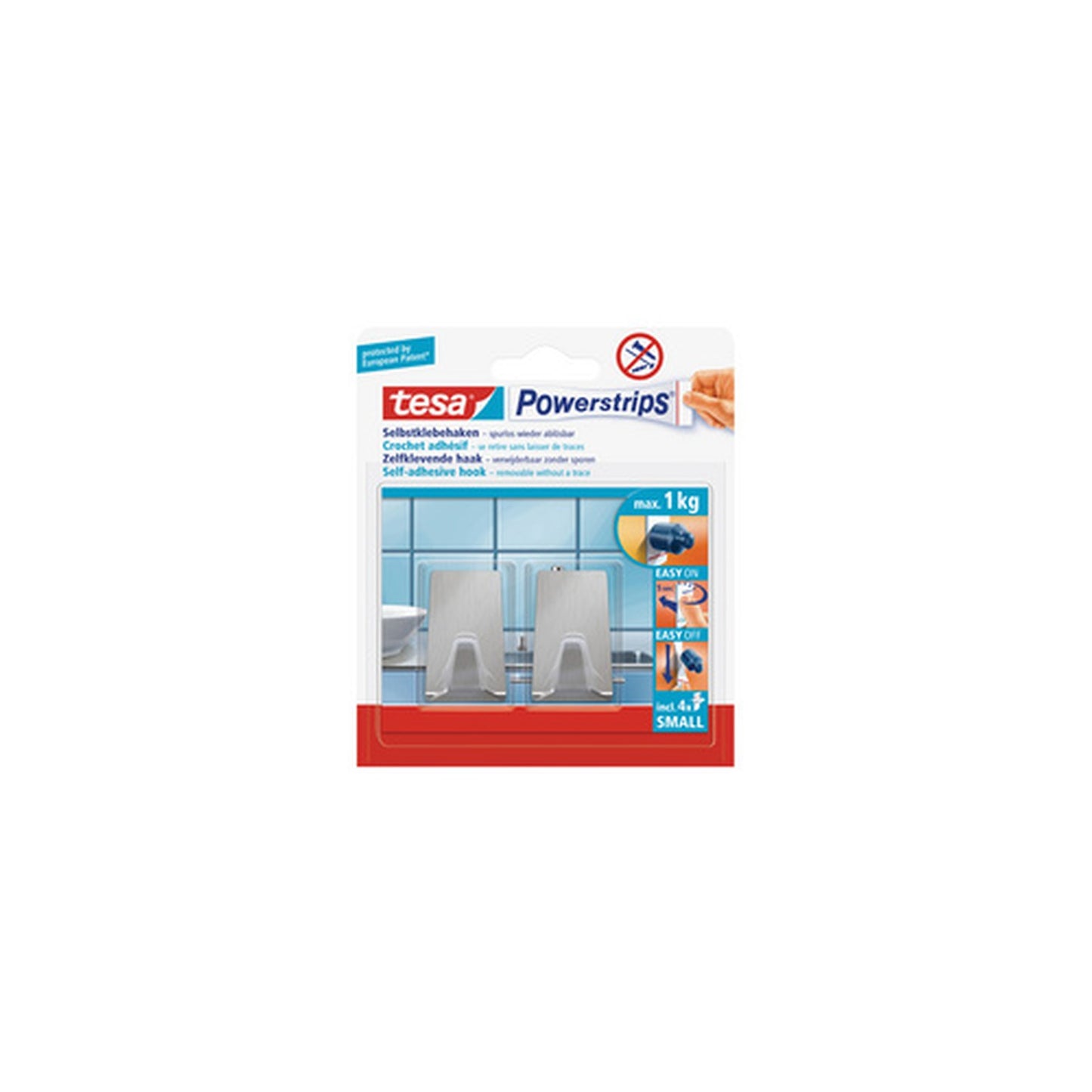 tesa Powerstrips Crochet adhésif SMALL, métal, rectangulaire