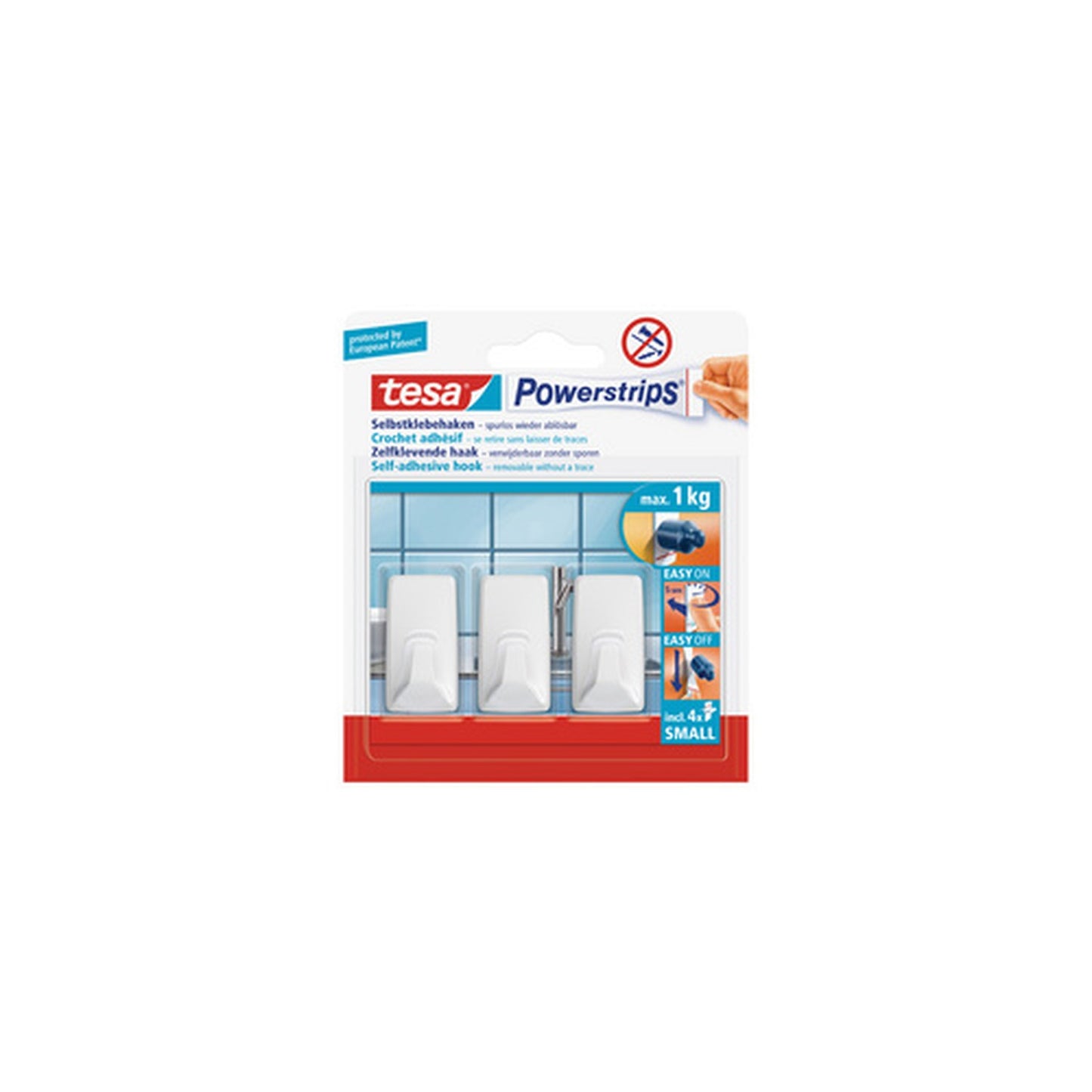 tesa Powerstrips Crochet SMALL rectangle, blanc