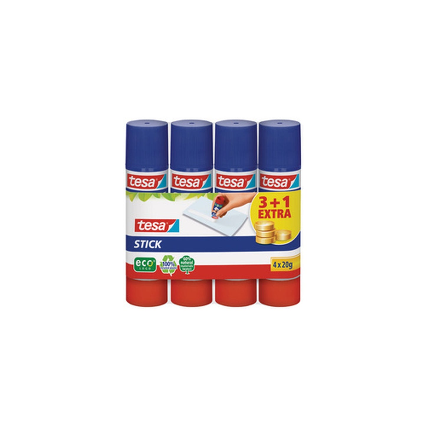 tesa ecoLogo Stick Bâton de colle, paquet de 4, 20 g