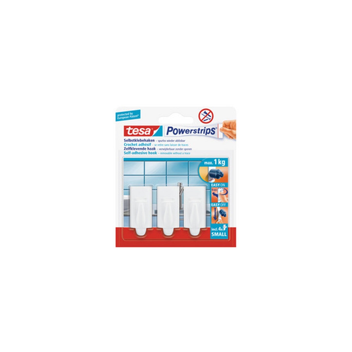 tesa Powerstrips Crochet adhésif SMALL, tendance, blanc