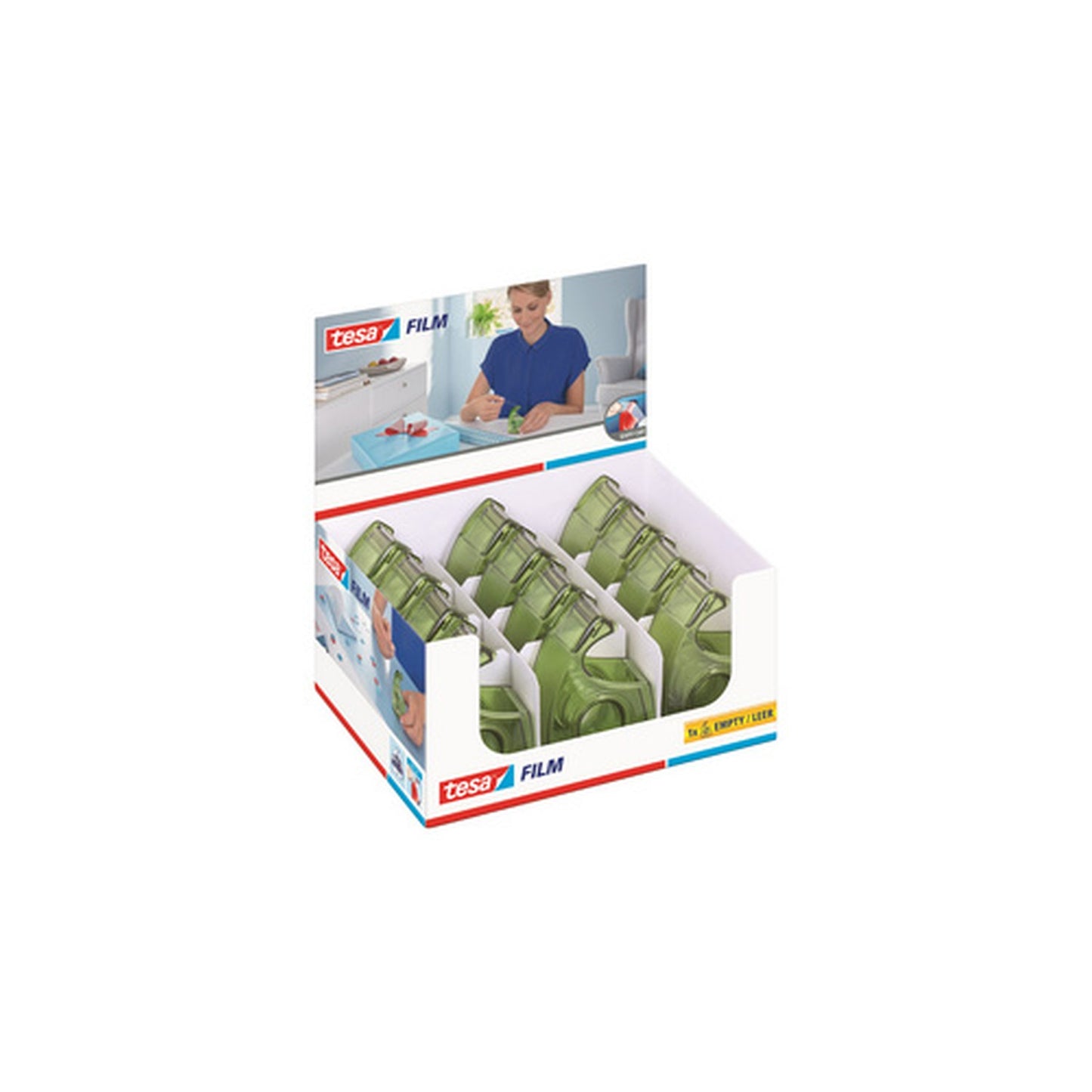 tesa ecoLogo Easy Cut Dévidoir à main, présentoir, vert x12