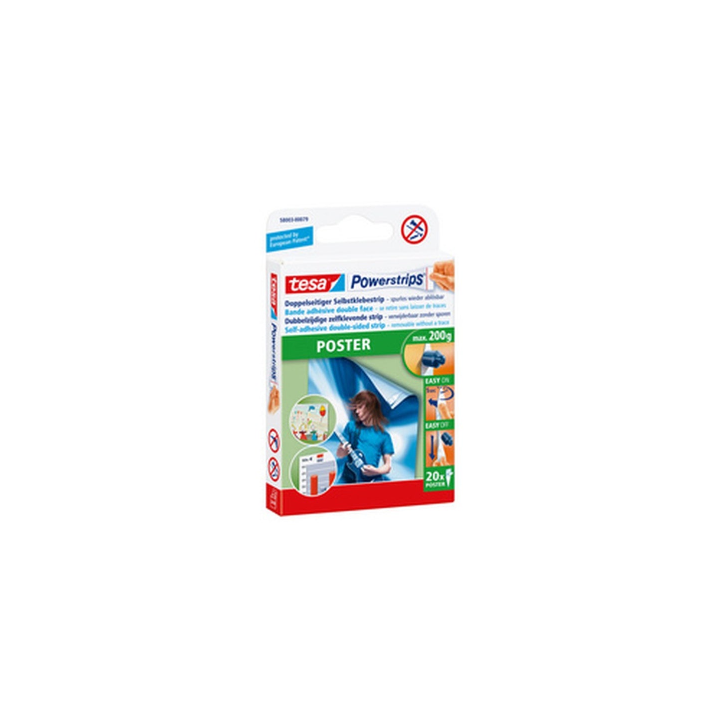 tesa Powerstrips POSTER, maintien maximal 0,2 kg