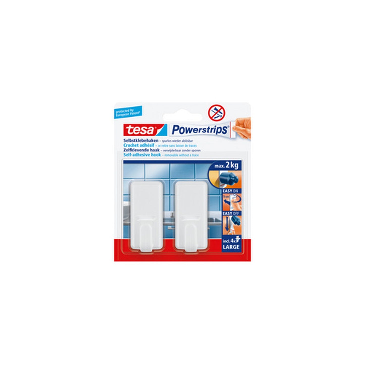 tesa Powerstrips Crochet adhésif LARGE classic, blanc