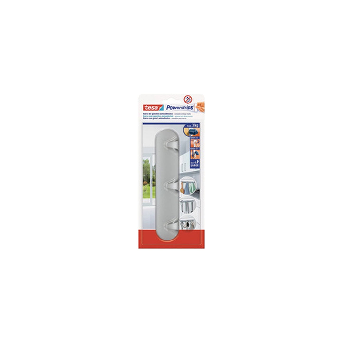 tesa Powerstrips Bande adhésive à 3 crochets, blanc