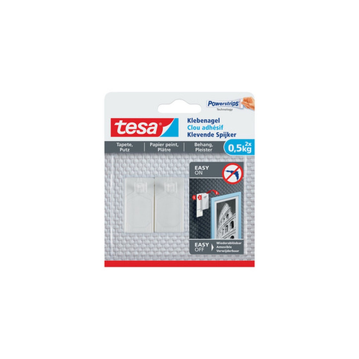 tesa Powerstrips Clou adhésif pour papier peint et plâtre