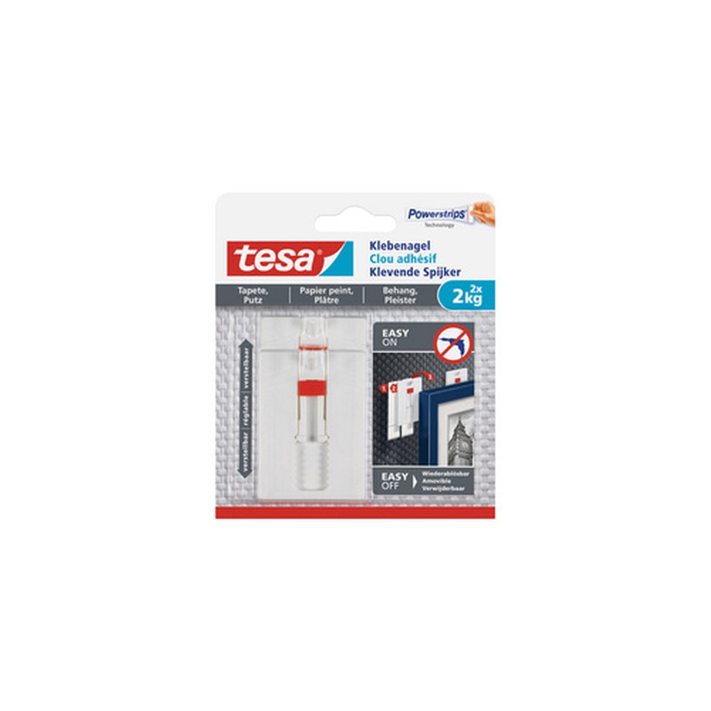 tesa Powerstrips Clou adhésif pour papier peint et plâtre