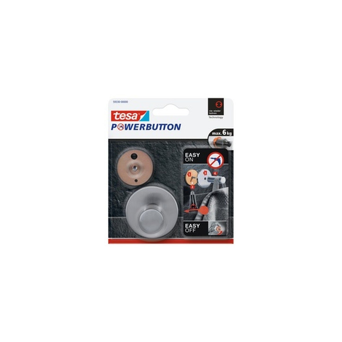 tesa Powerbutton Crochet adhésif Classic, rond