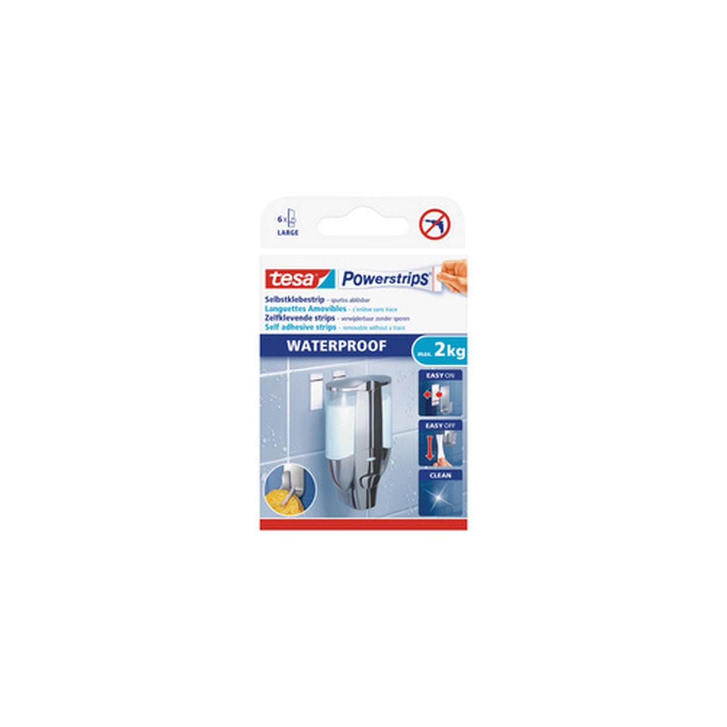 tesa Powerstrips Pastille adhésive LARGE WATERPROOF, blanc