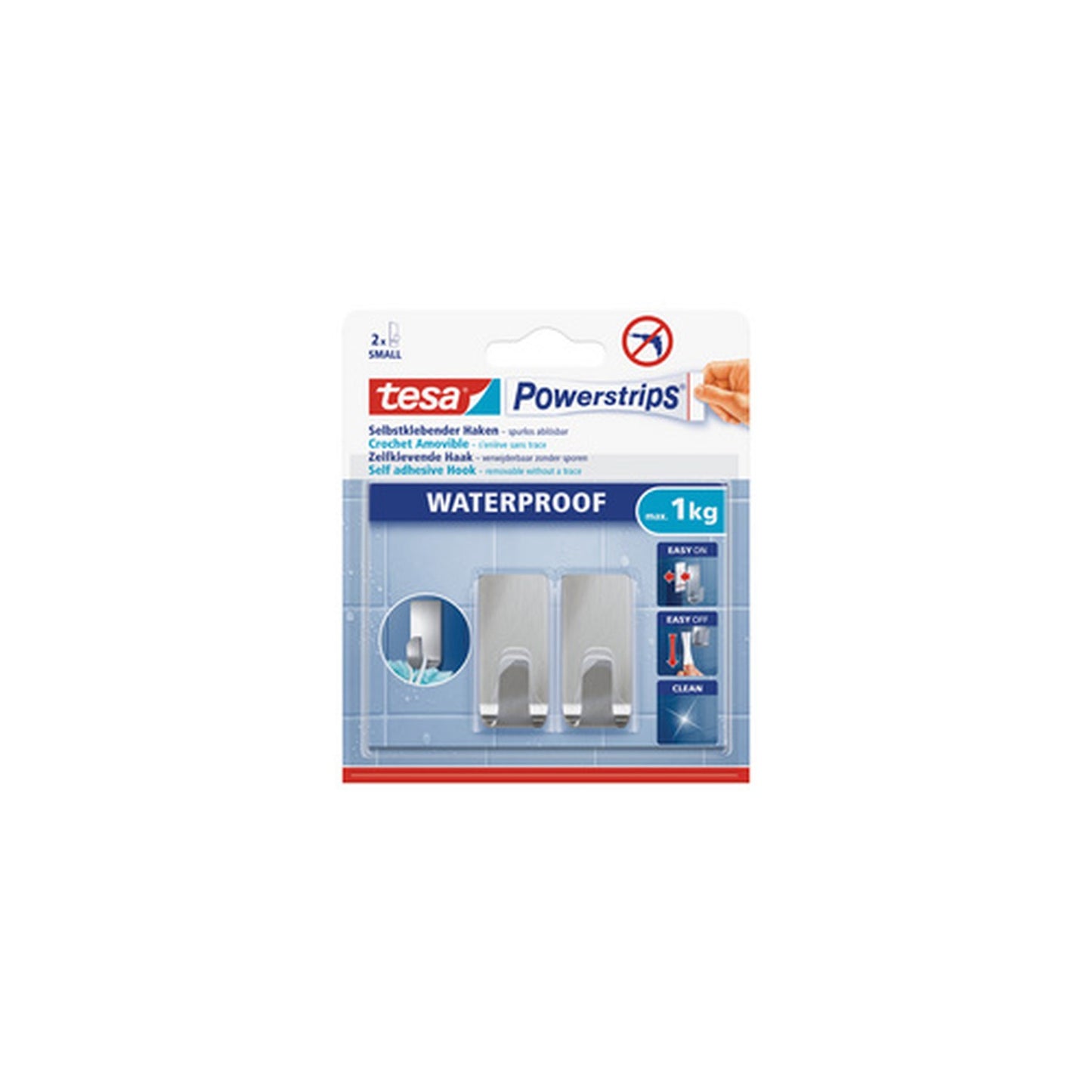 tesa Powerstrips Crochet ZOOM WATERPROOF Small, argent
