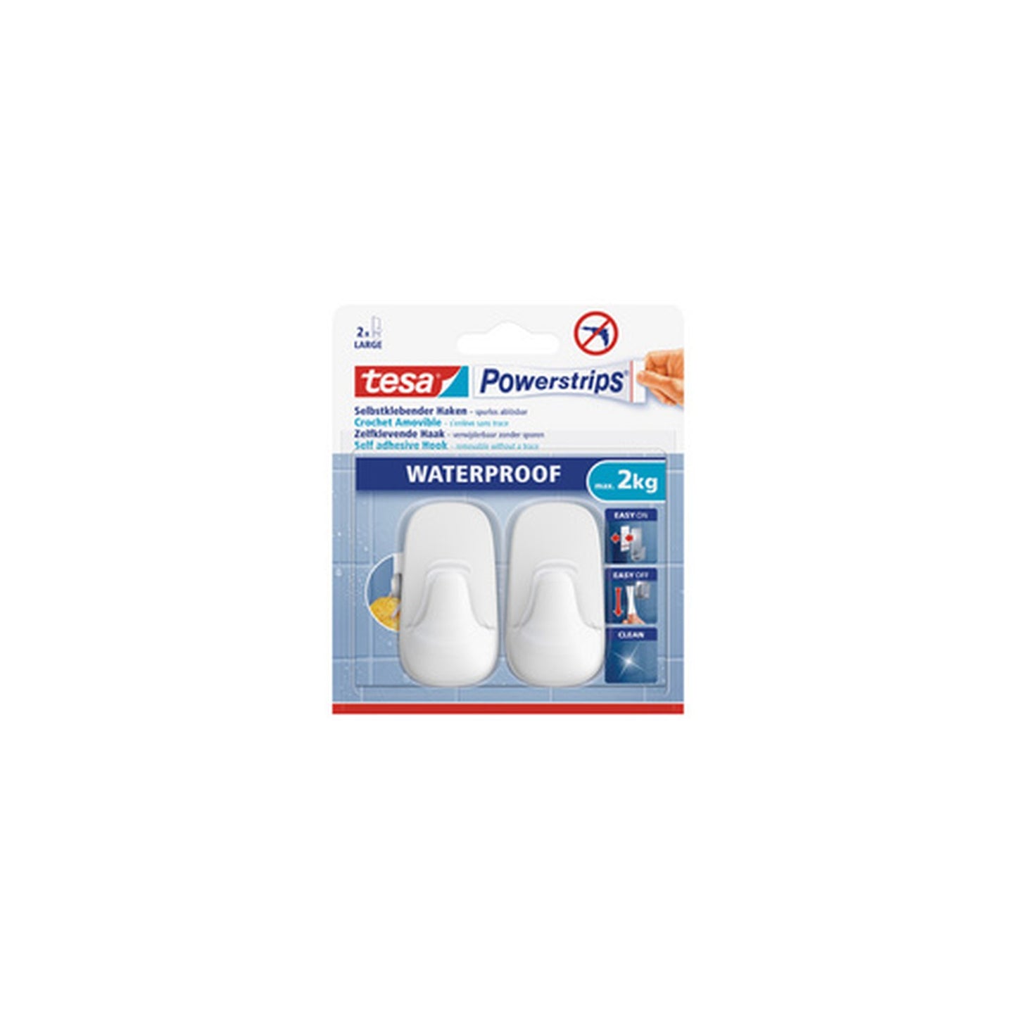 tesa Powerstrips Crochet WATERPROOF Large, plastique, blanc