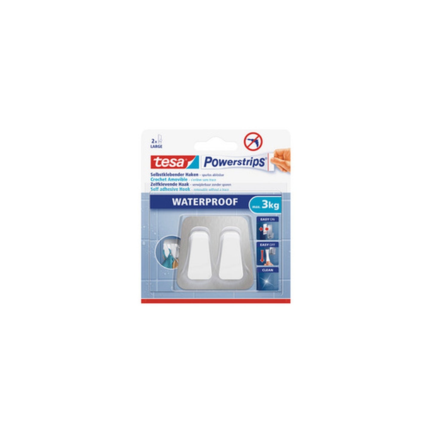 tesa Powerstrips Crochet Duo WATERPROOF, métal/plastique
