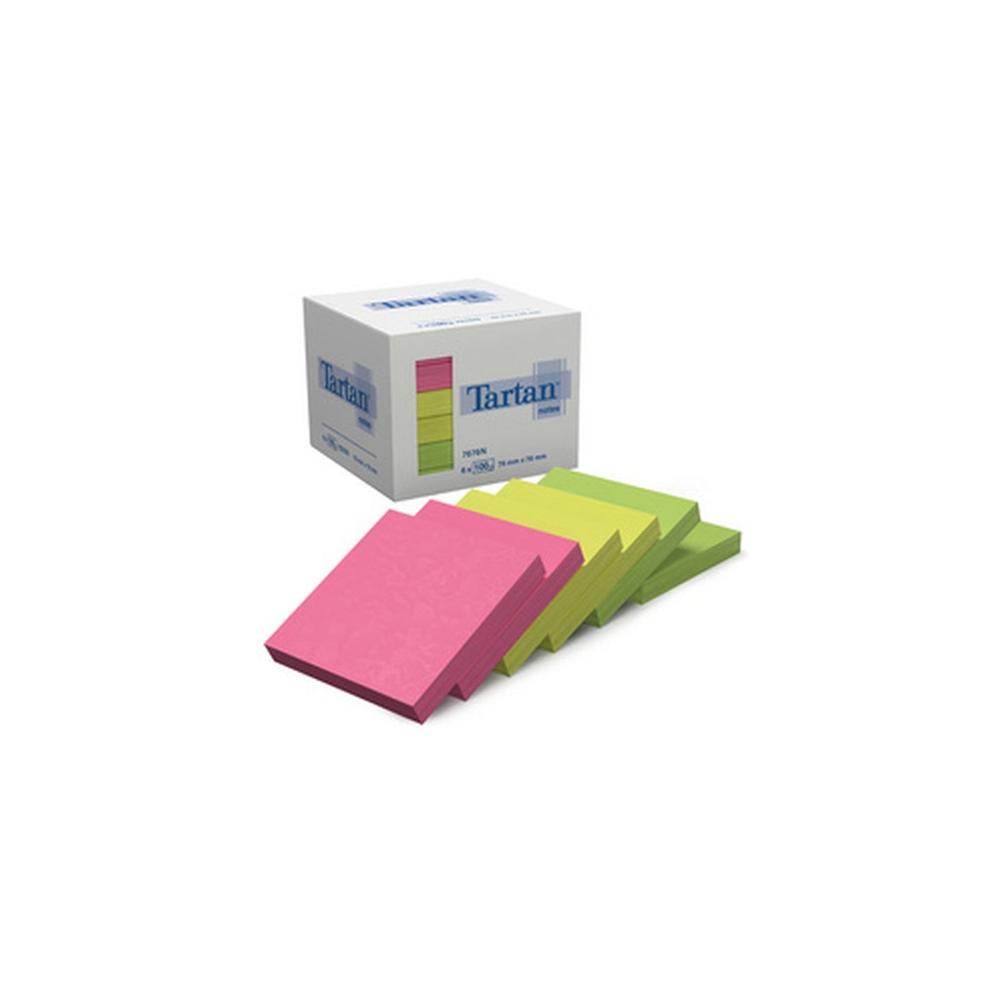 Tartan Bloc-notes repositionnable, 76 x 76 mm, assorti fluo