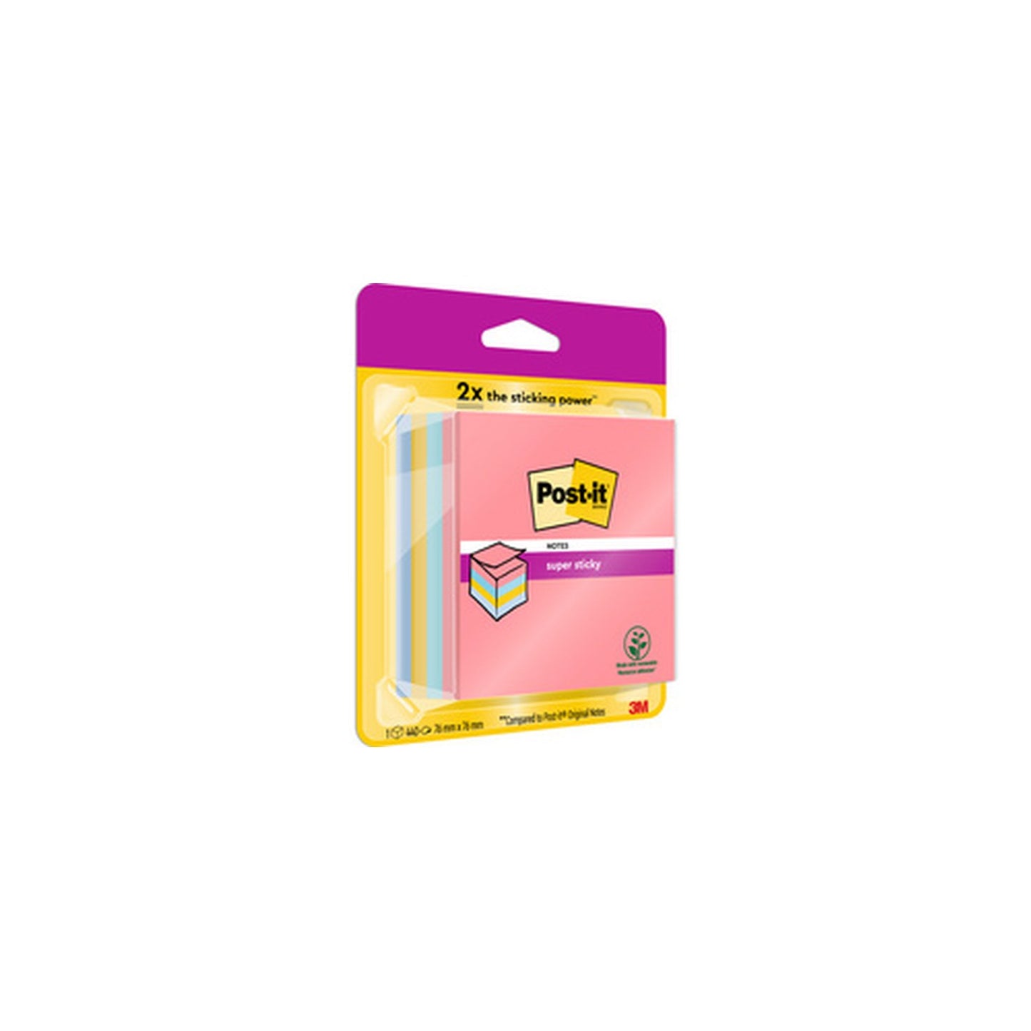 Post-it Bloc-note cube super sticky notes, 76 x 76 mm
