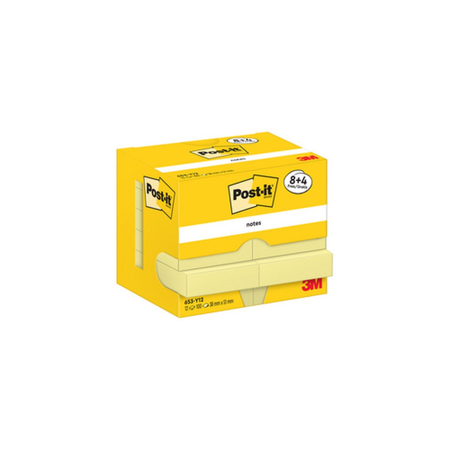 Post-it Bloc-note adhésif, 51 x 38 mm, jaune, promotion 8+4