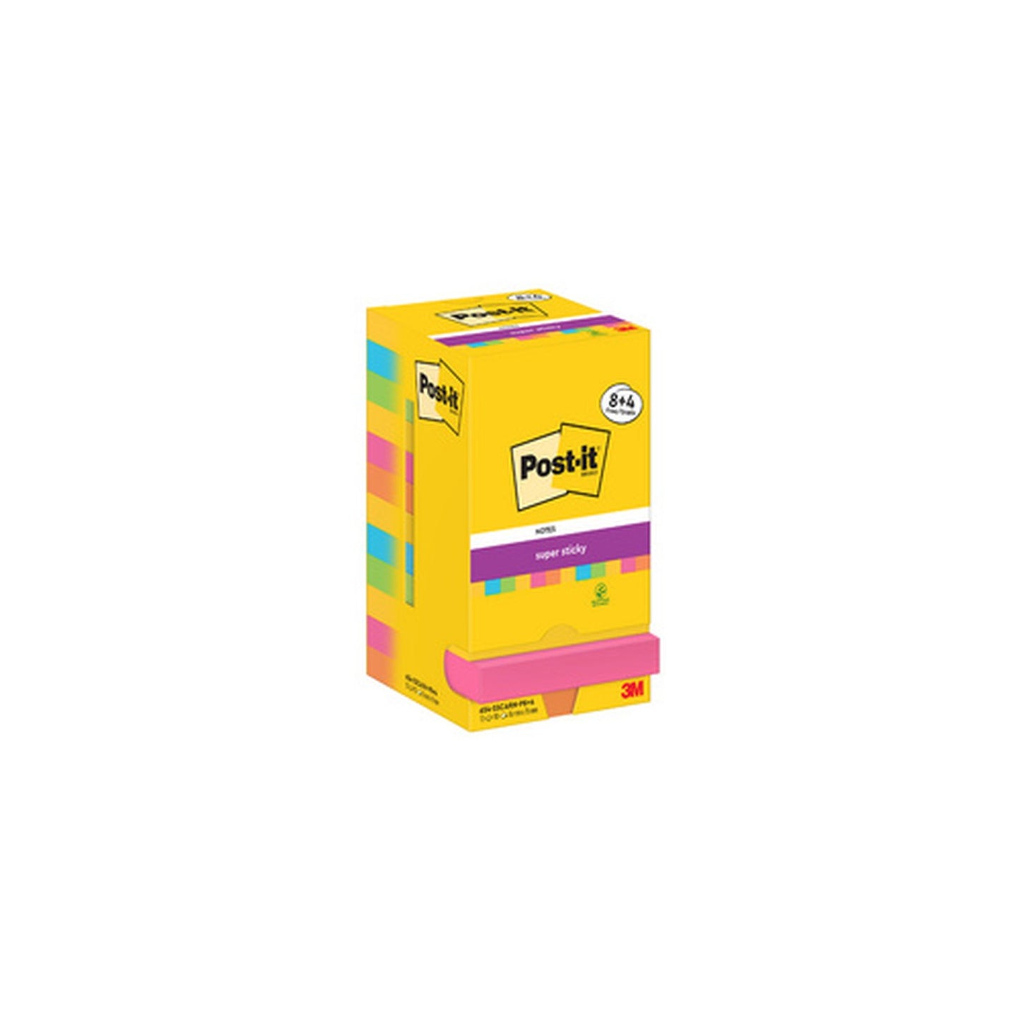 Post-it Bloc-note adhésif super sticky notes, 76x76 mm, 8+4
