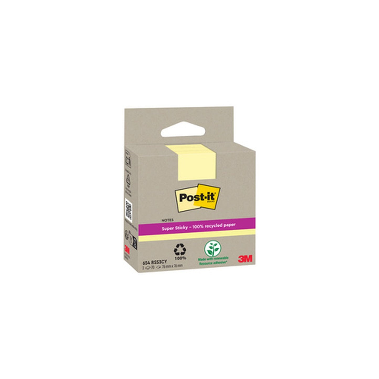 Post-it Bloc-note super sticky Recycling notes, jaune
