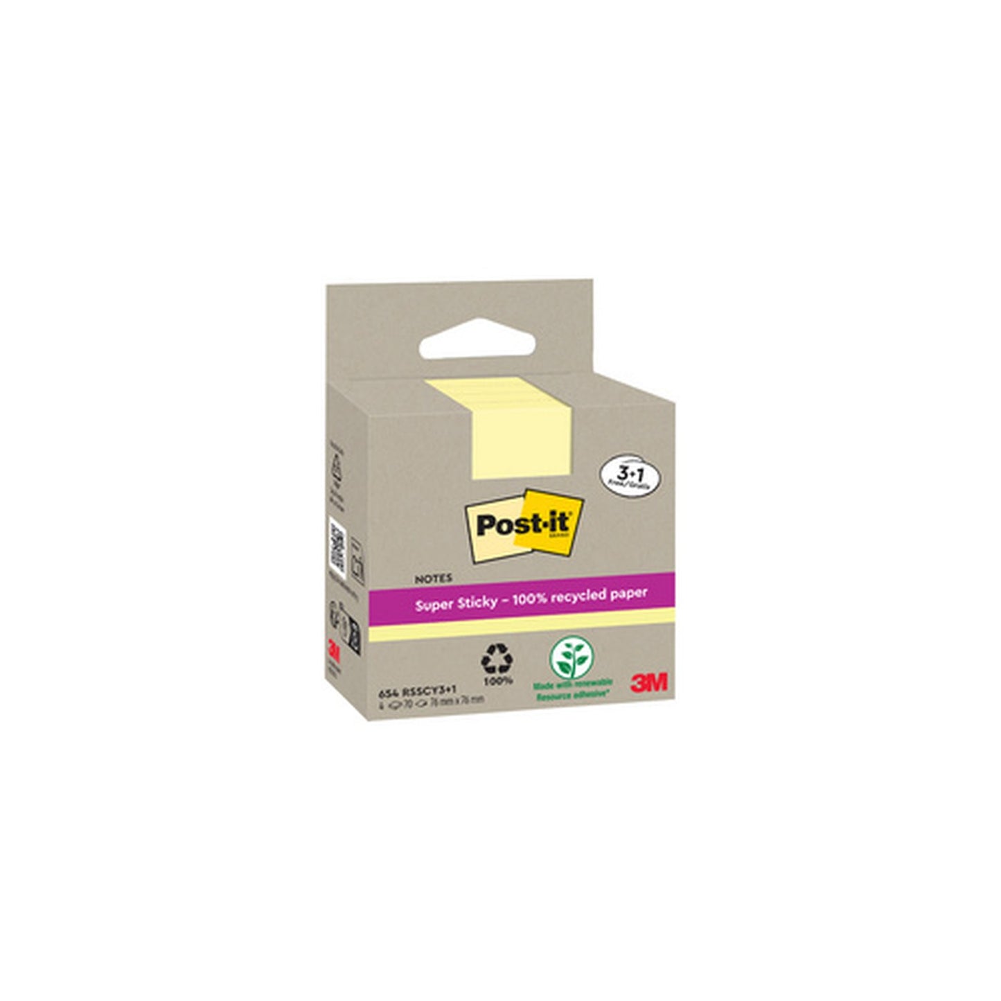 Post-it Bloc-note super sticky Recycling notes, jaune