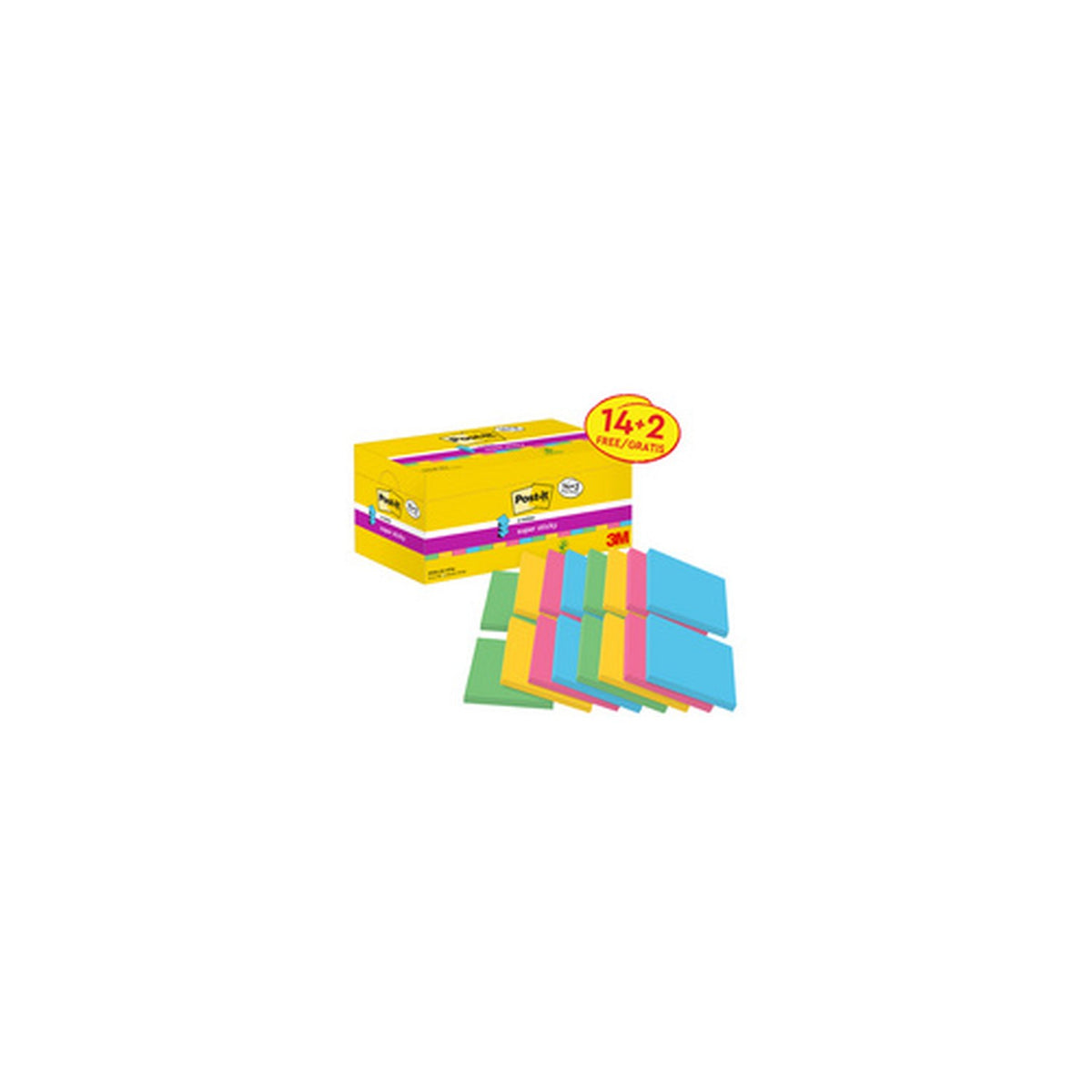 Post-it Bloc-note super sticky z-notes, 76 x 76 mm, 14+2