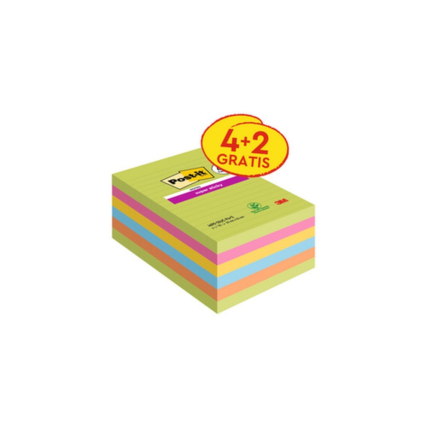 Post-it Bloc-notes super sticky notes, 101 x 152 mm, ligné