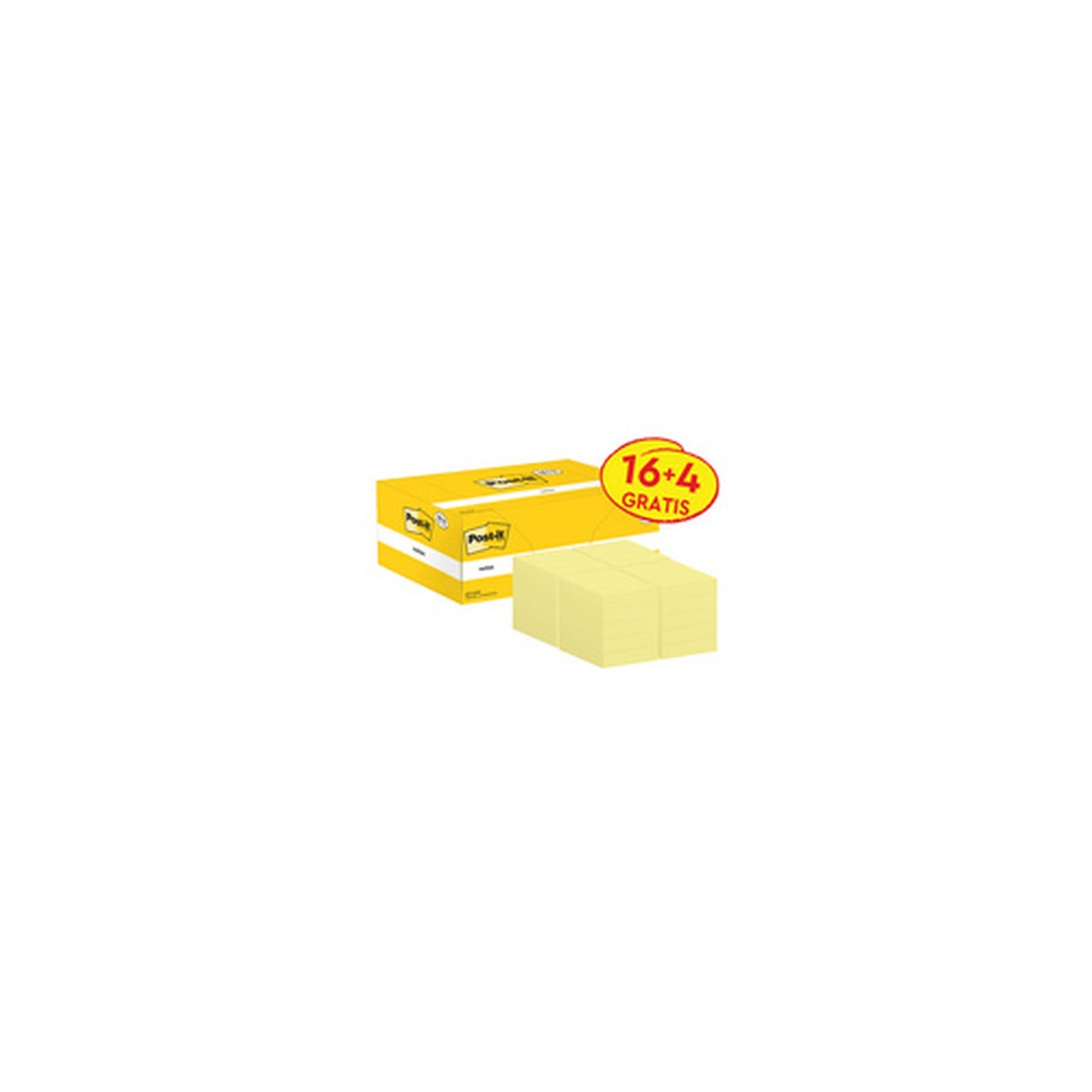 Post-it Bloc-notes adhésif, 51 x 38 mm, jaune, 16+4 gratuits