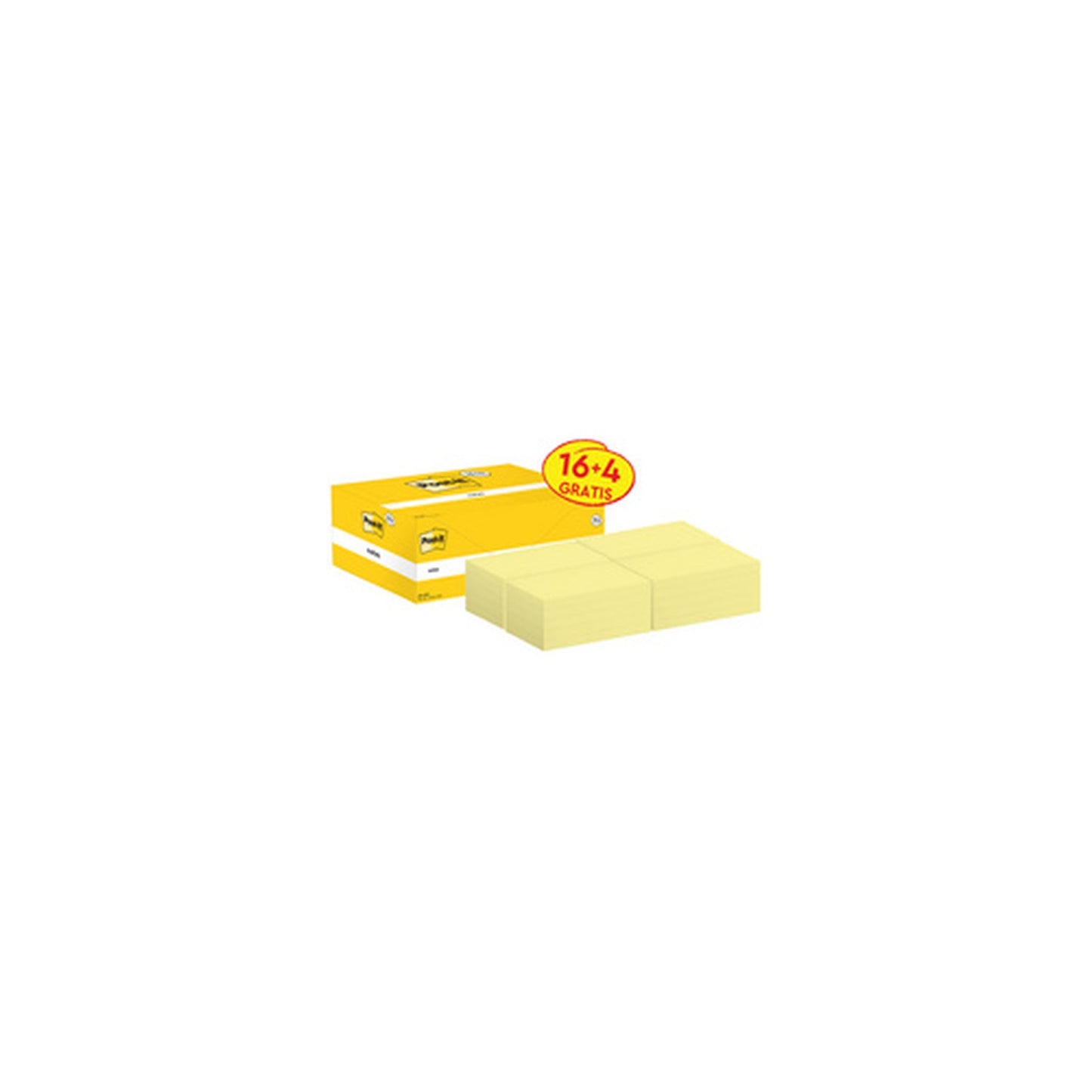Post-it Bloc-notes adhésif, 127x76 mm, jaune, 16+4 gratuits