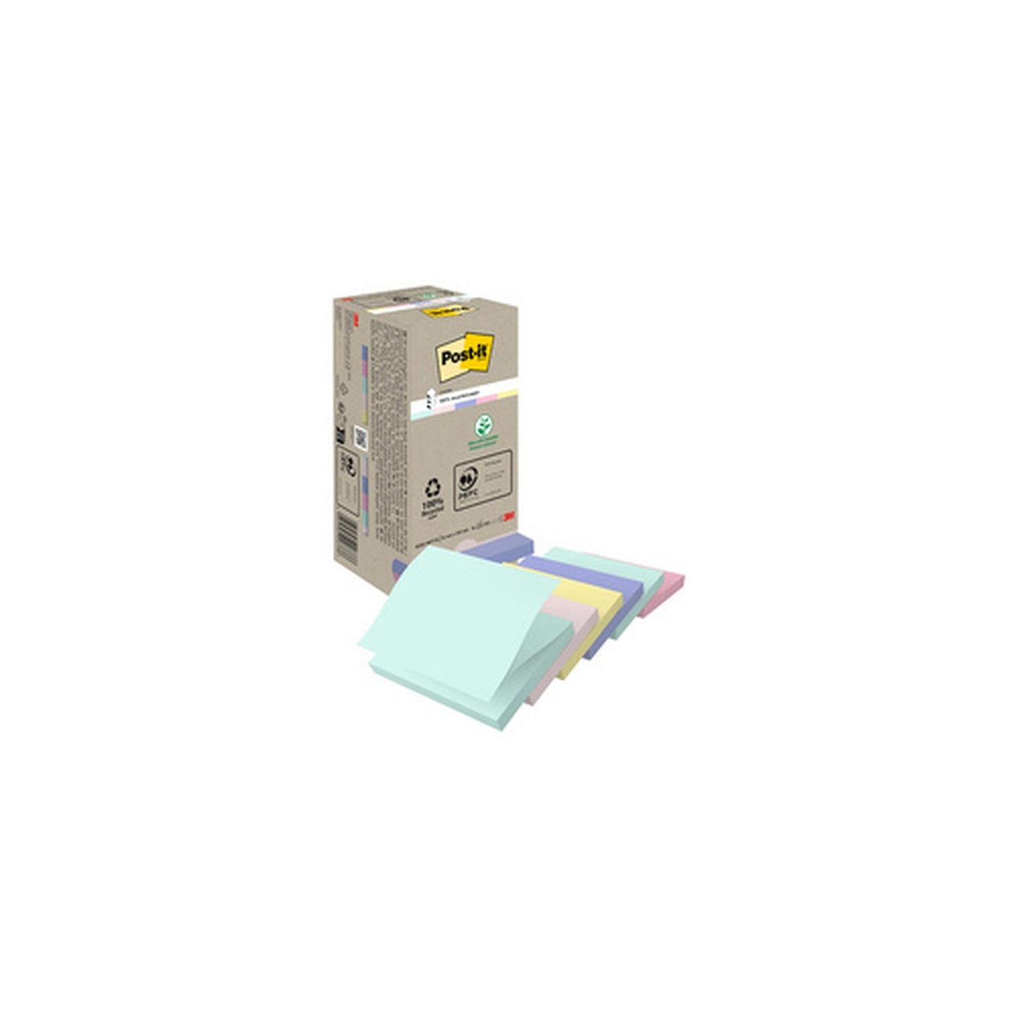 Post-it Bloc-notes Recycling z-notes, 76 x 76 mm, coloré
