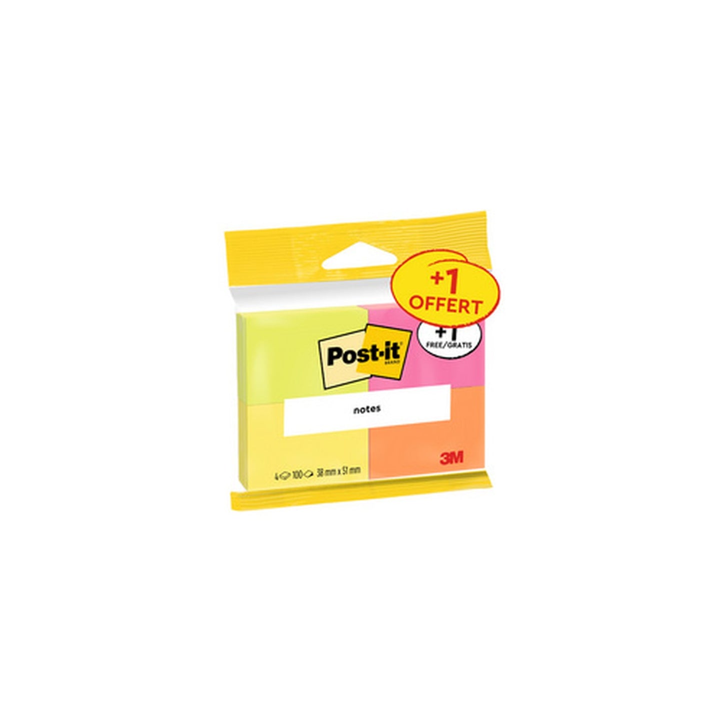 Post-it Bloc-note adhésif notes, 38 x 51 mm, pack de 4