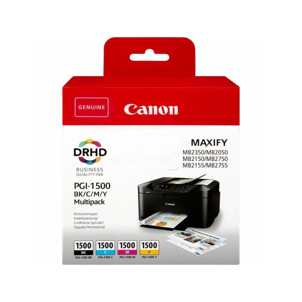 Cartouches d'origines Canon 9218B006 / PGI-1500 BKCMY - multipack 4 couleurs : noire, cyan, magenta, jaune