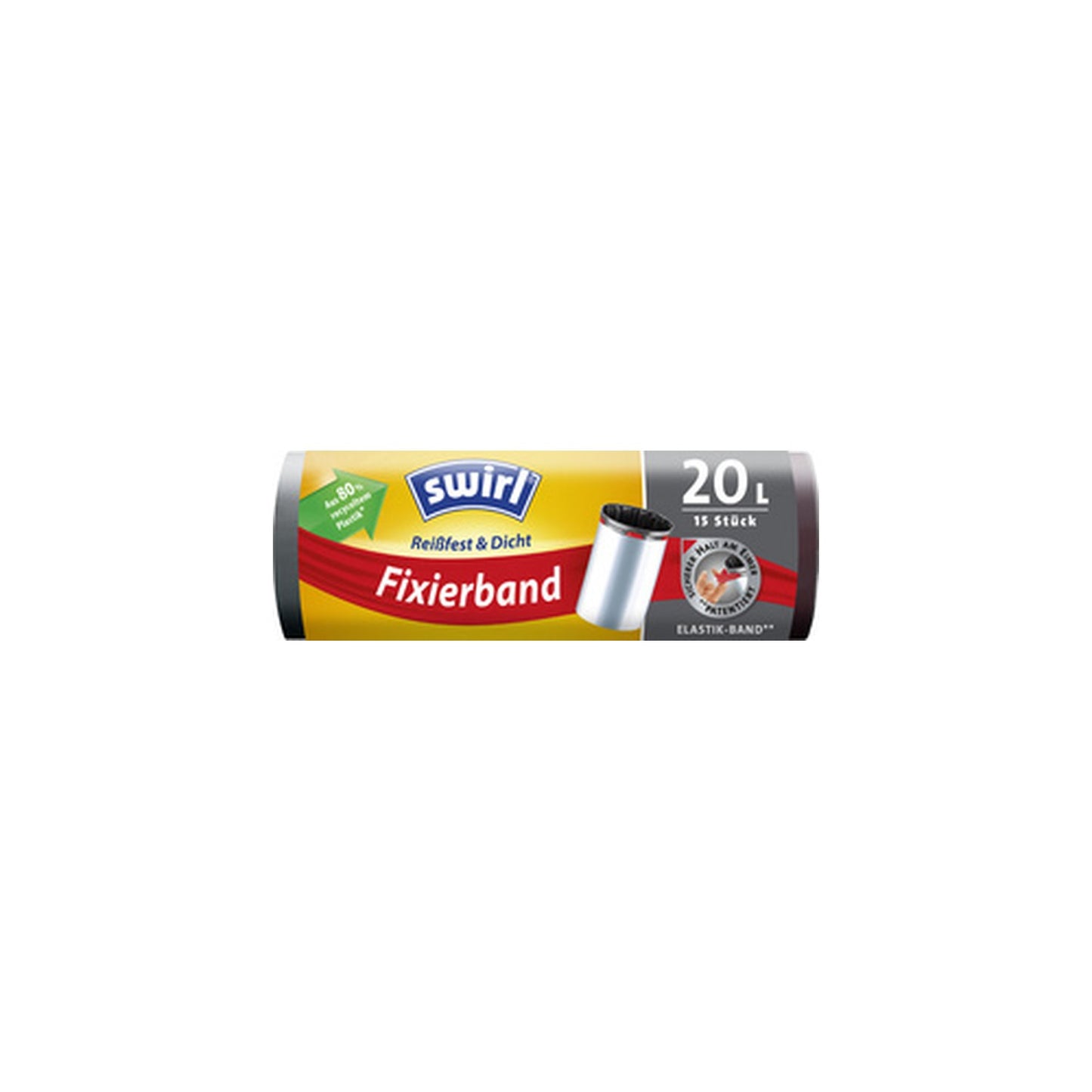 swirl Sac poubelle, avec bande de fixation, 20 litres, noir