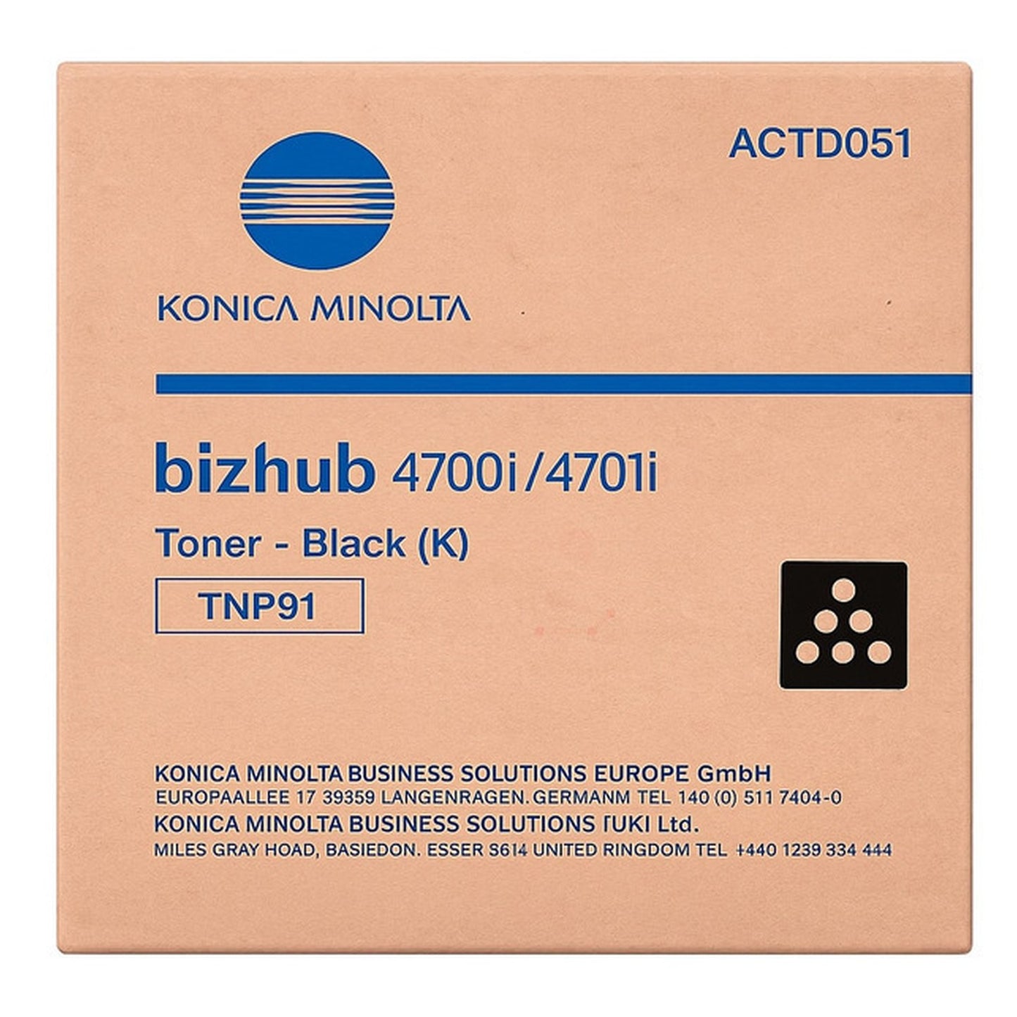 Toner d'origine Konica Minolta ACTD051 / TNP-91 - noir
