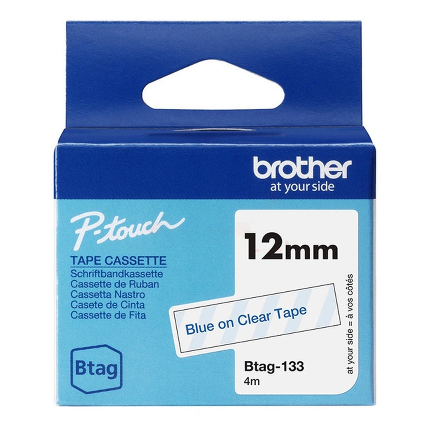 Rouleau d'étiquettes d'origine Brother BTAG133 - transparent, bleu