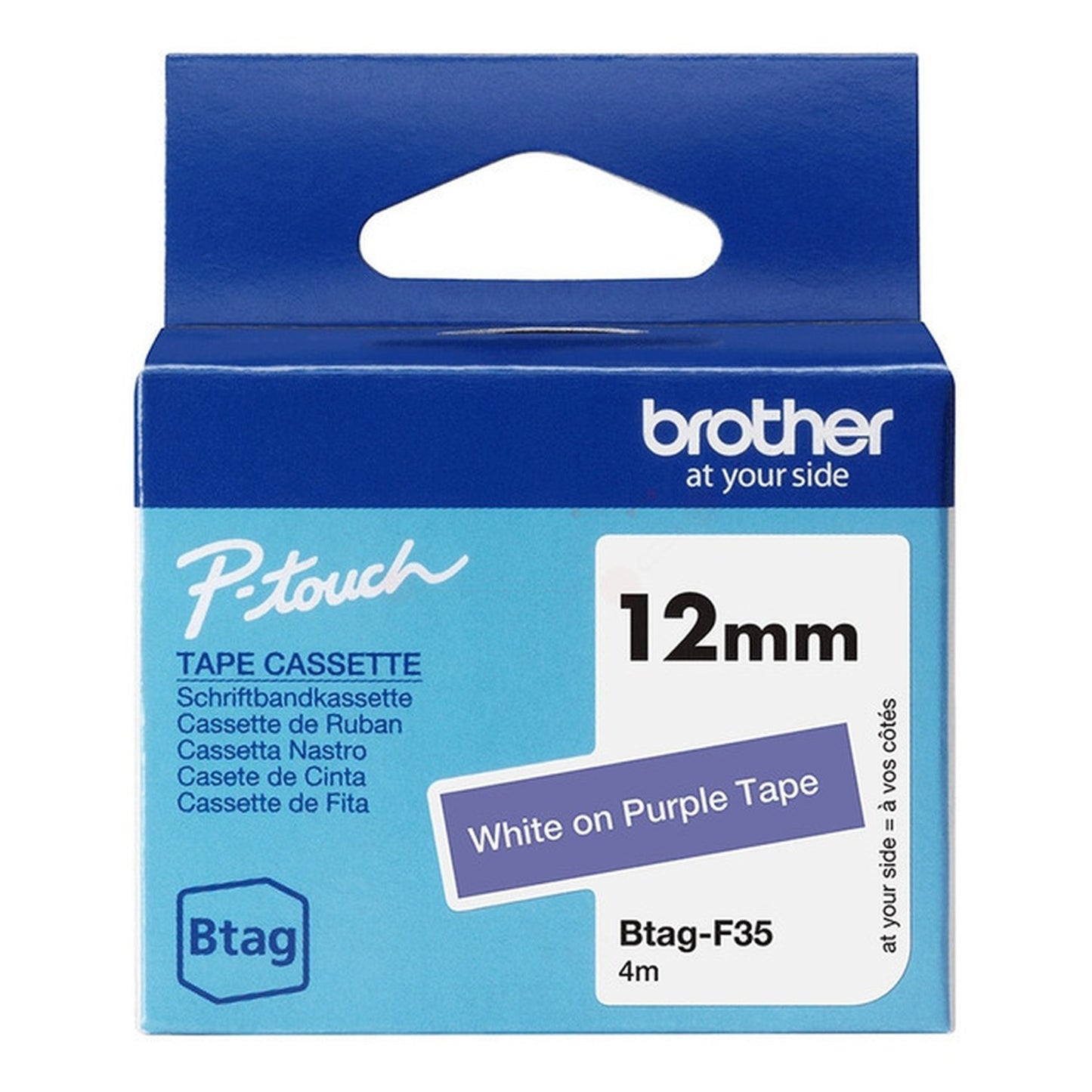 Rouleau d'étiquettes d'origine Brother BTAGF35 - blanc, violet