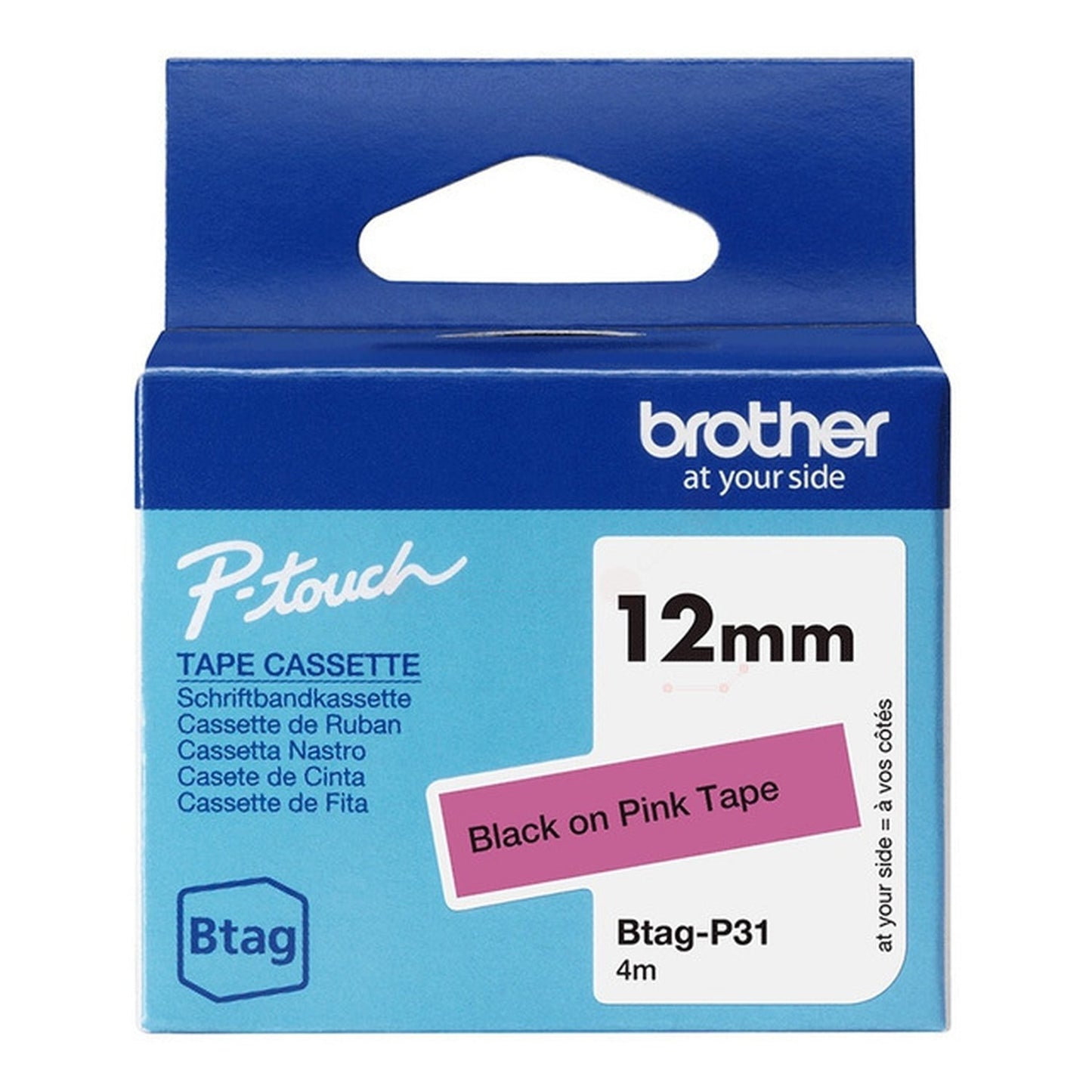 Rouleau d'étiquettes d'origine Brother BTAGP31 - noir, rose
