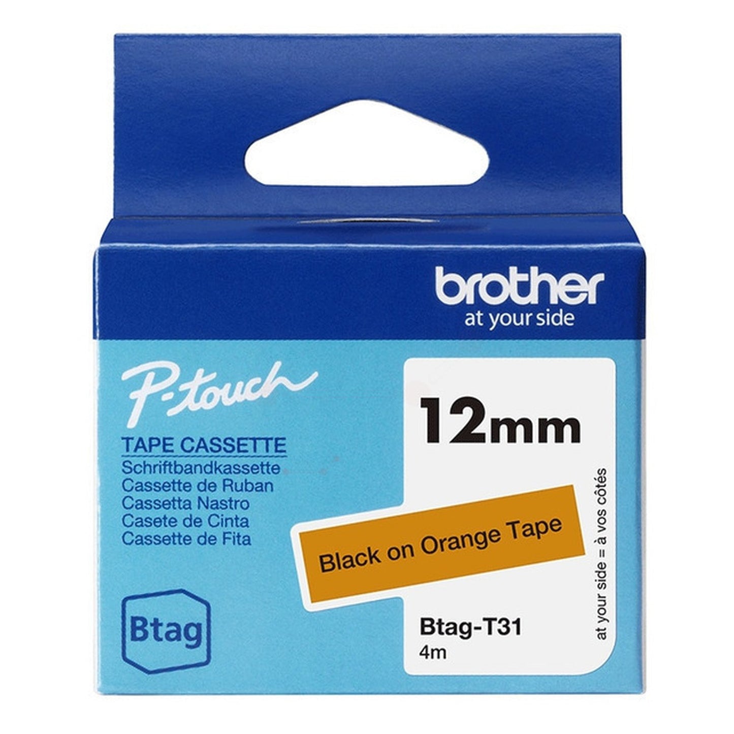 Rouleau d'étiquettes d'origine Brother BTAGT31 - noir, orange
