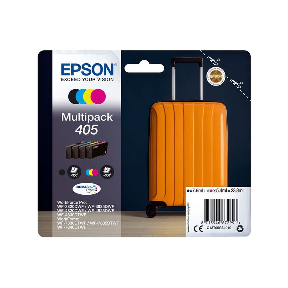 Cartouches d'origines Epson C13T05G64010 / 405 - multipack 4 couleurs : noire, cyan, magenta, jaune