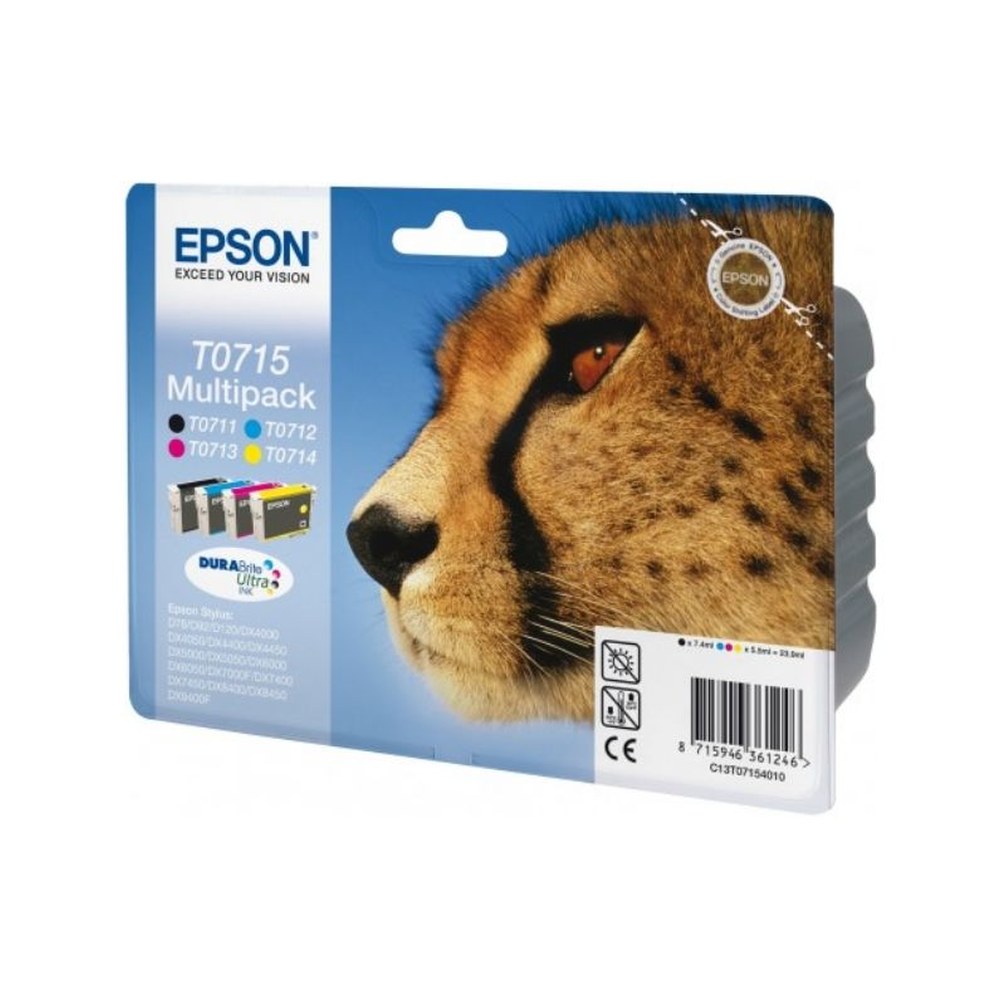 Cartouches d'origines Epson C13T07154022 / T0715 - multipack 4 couleurs : noire, cyan, magenta, jaune