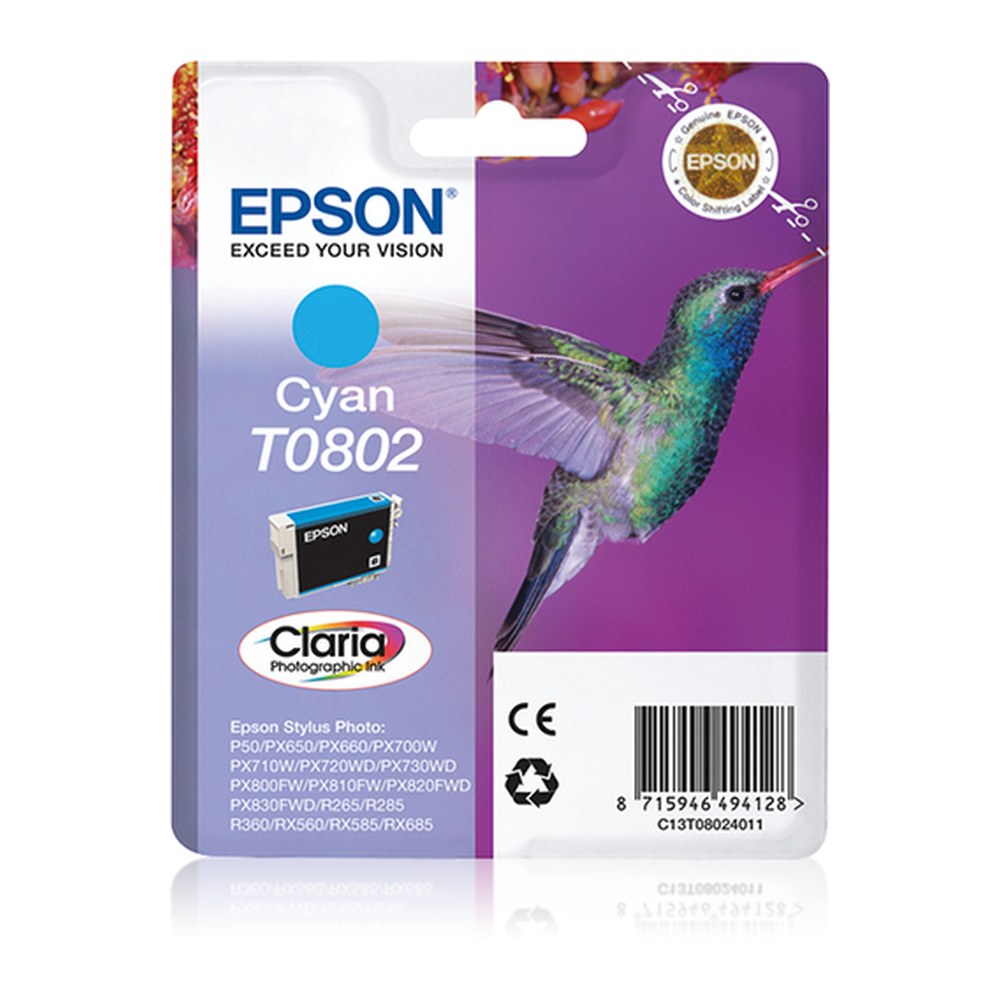 Cartouche d'origine Epson C13T08024021 / T0802 - cyan
