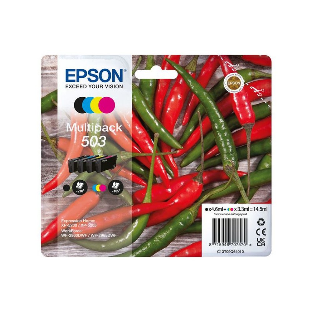 Cartouches d'origines Epson C13T09Q64010 / 503 - multipack 4 couleurs : noire, cyan, magenta, jaune