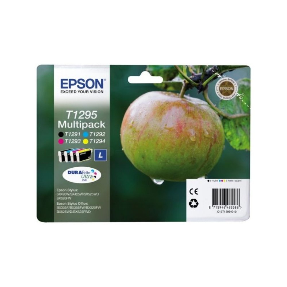 Cartouches d'origines Epson C13T12954010 / T1295 - multipack 4 couleurs : noire, cyan, magenta, jaune