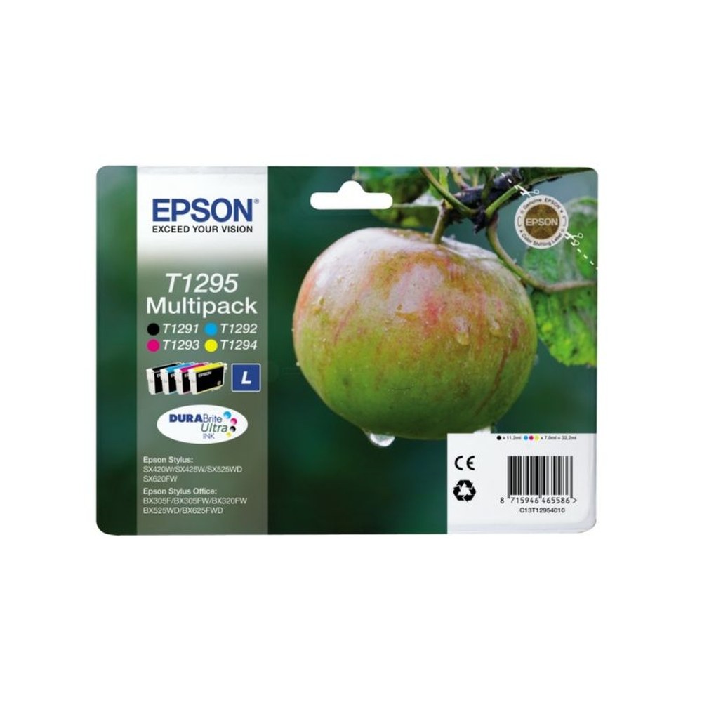 Cartouches d'origines Epson C13T12954022 / T1295 - multipack 4 couleurs : noire, cyan, magenta, jaune