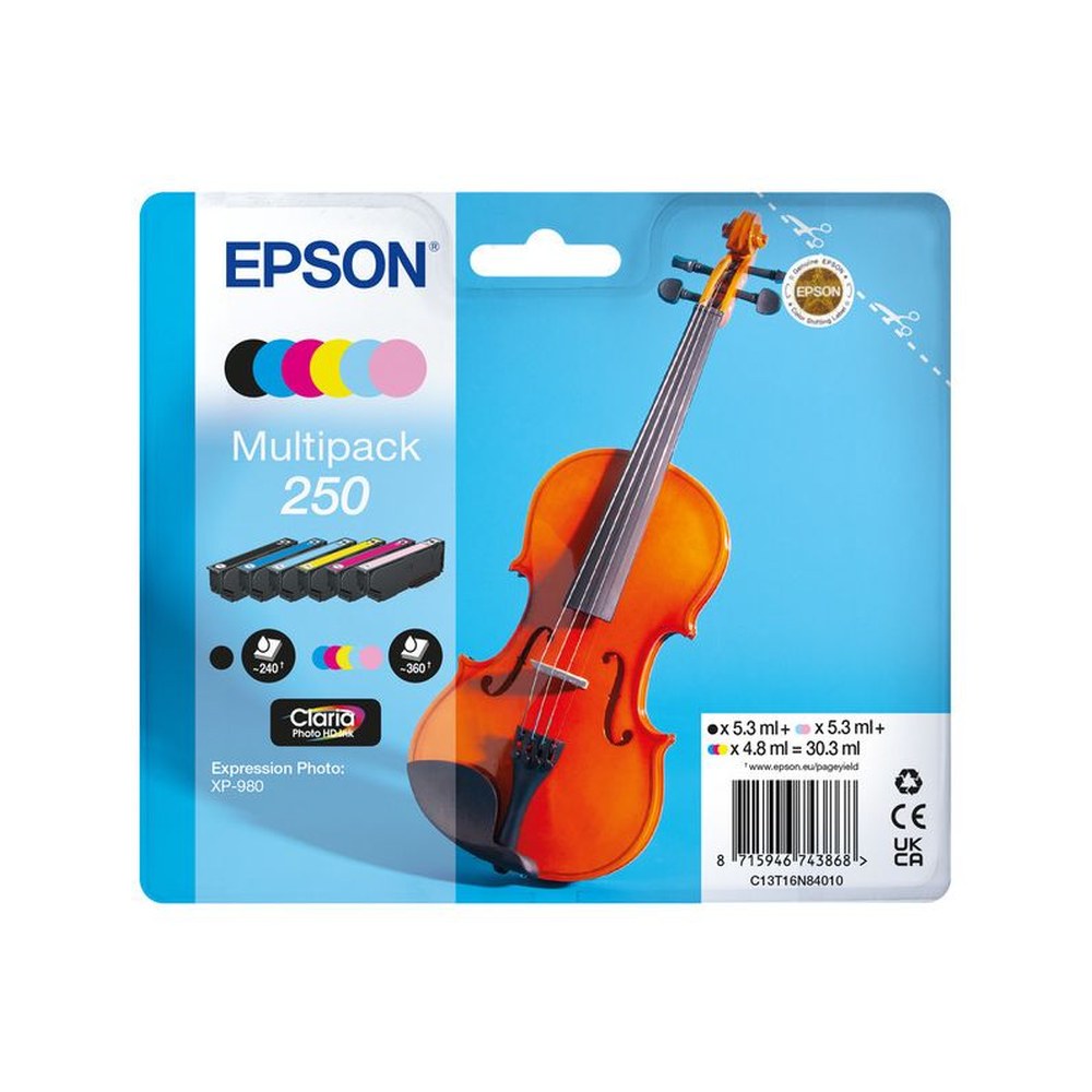 Cartouches d'origines Epson C13T16N84010 / 250 - multipack 6 couleurs : noire, cyan, magenta, jaune
