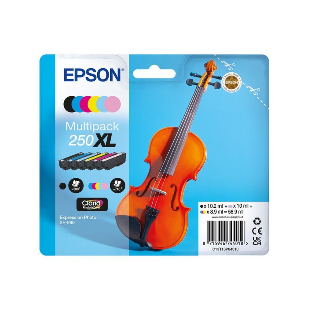 Cartouches d'origines Epson C13T16P84010 / 250XL - multipack 6 couleurs : noire, cyan, magenta, jaune