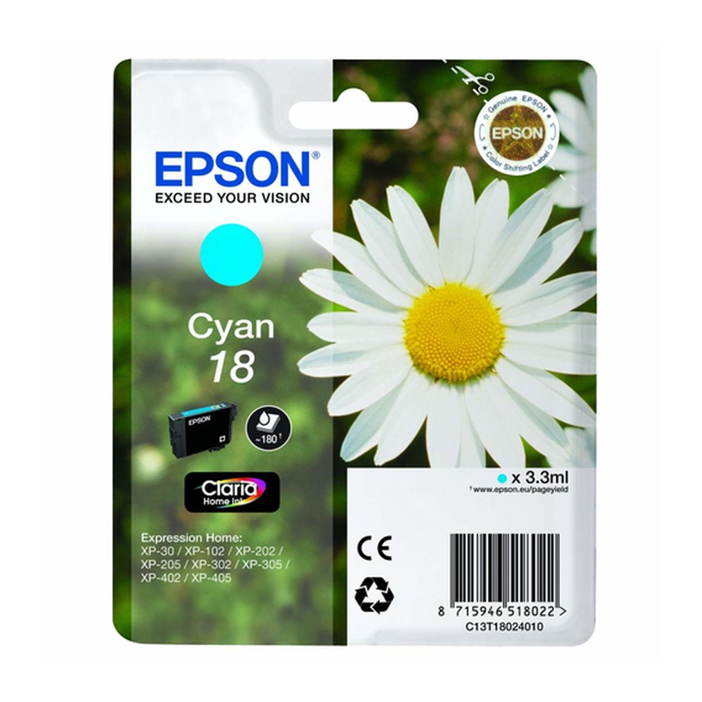 Cartouche d'origine Epson C13T18024010 / 18 - cyan