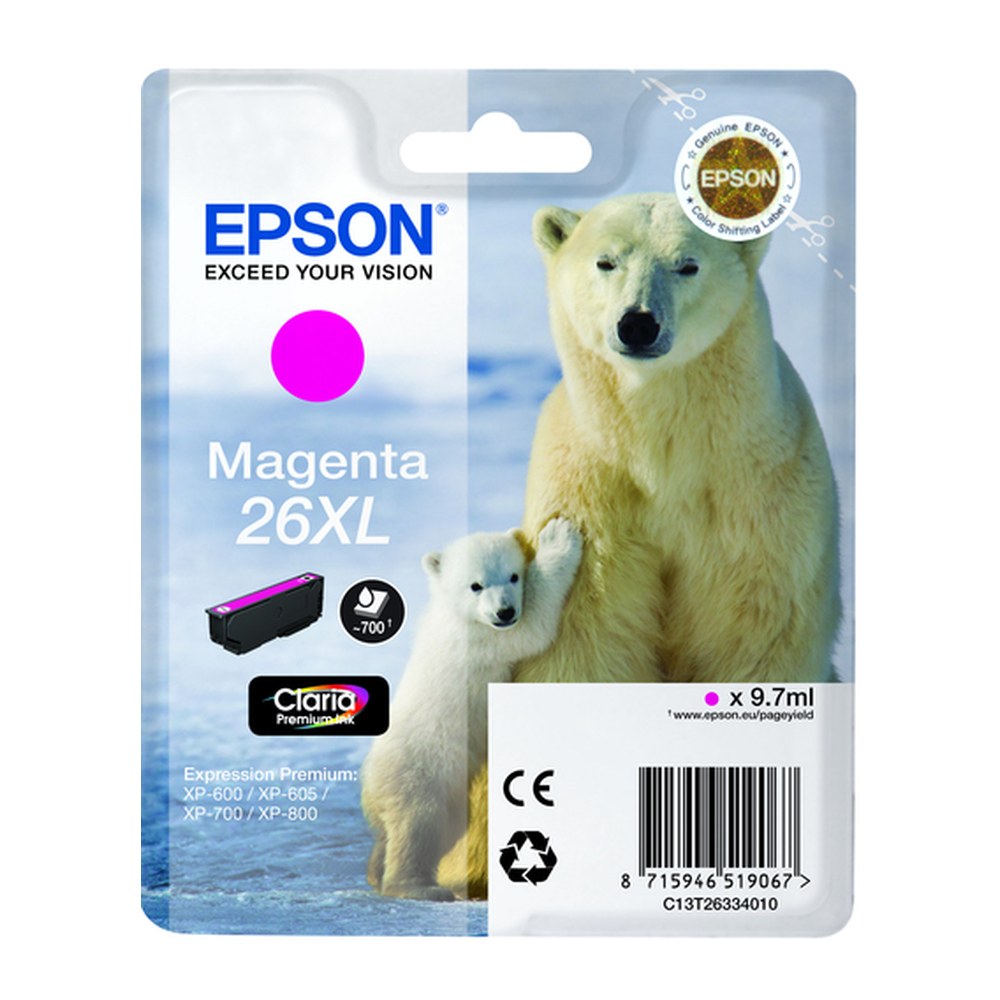 Cartouche d'origine Epson C13T26334010 / 26XL - magenta