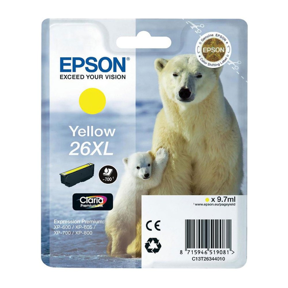 Cartouche d'origine Epson C13T26344010 / 26XL - jaune