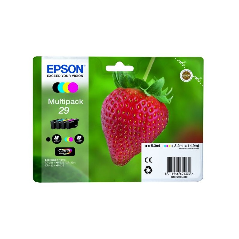 Cartouches d'origines Epson C13T29864022 / 29 - multipack 4 couleurs : noire, cyan, magenta, jaune