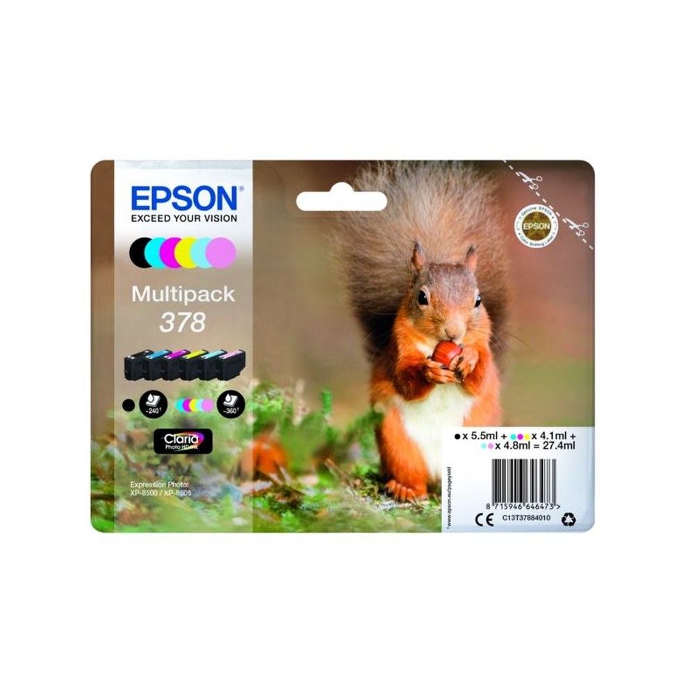 Cartouches d'origines Epson C13T37884020 / 378 - multipack 6 couleurs : noire, cyan, magenta, jaune