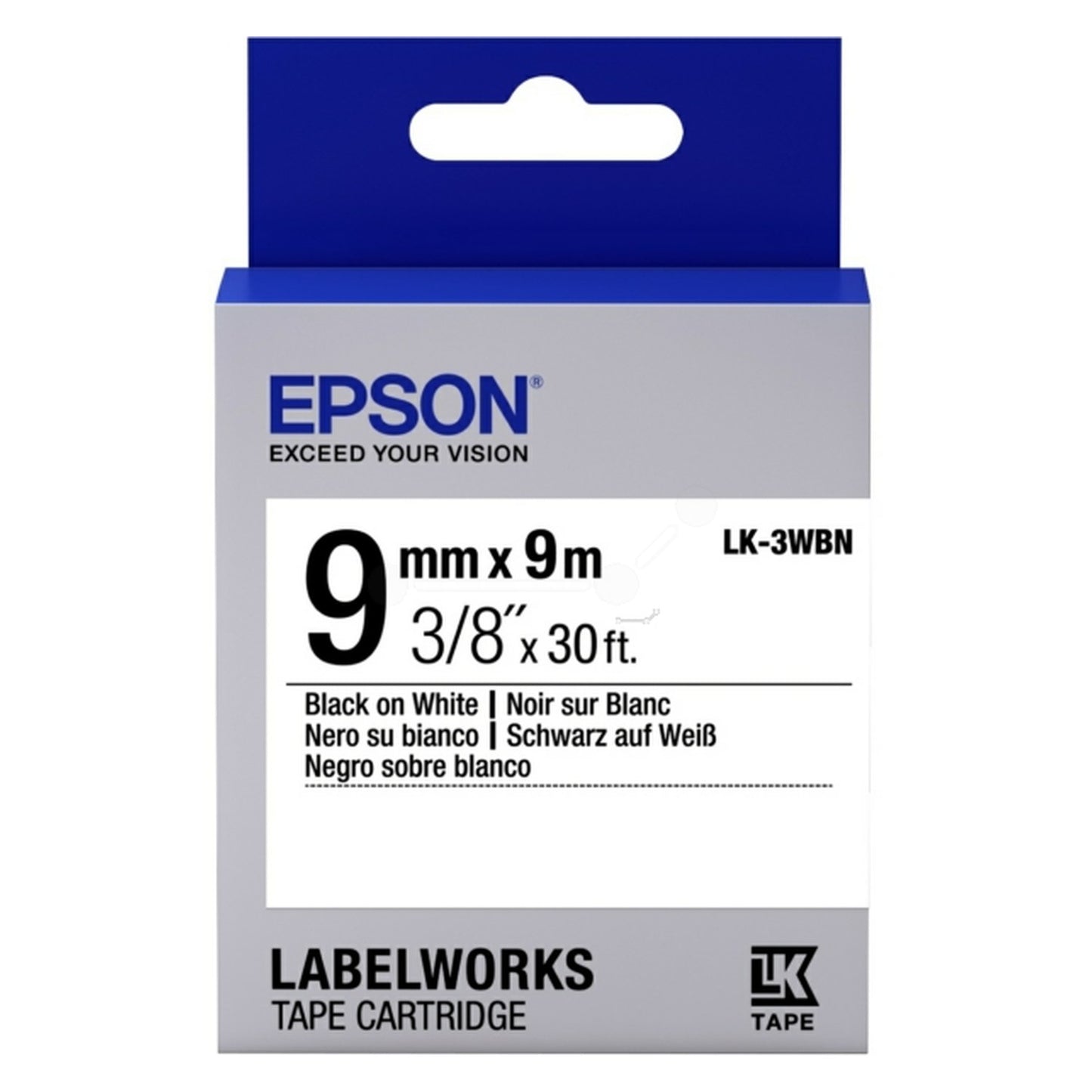 Ruban d'origine Epson C53S653003 / LK-3WBN - noir, blanc