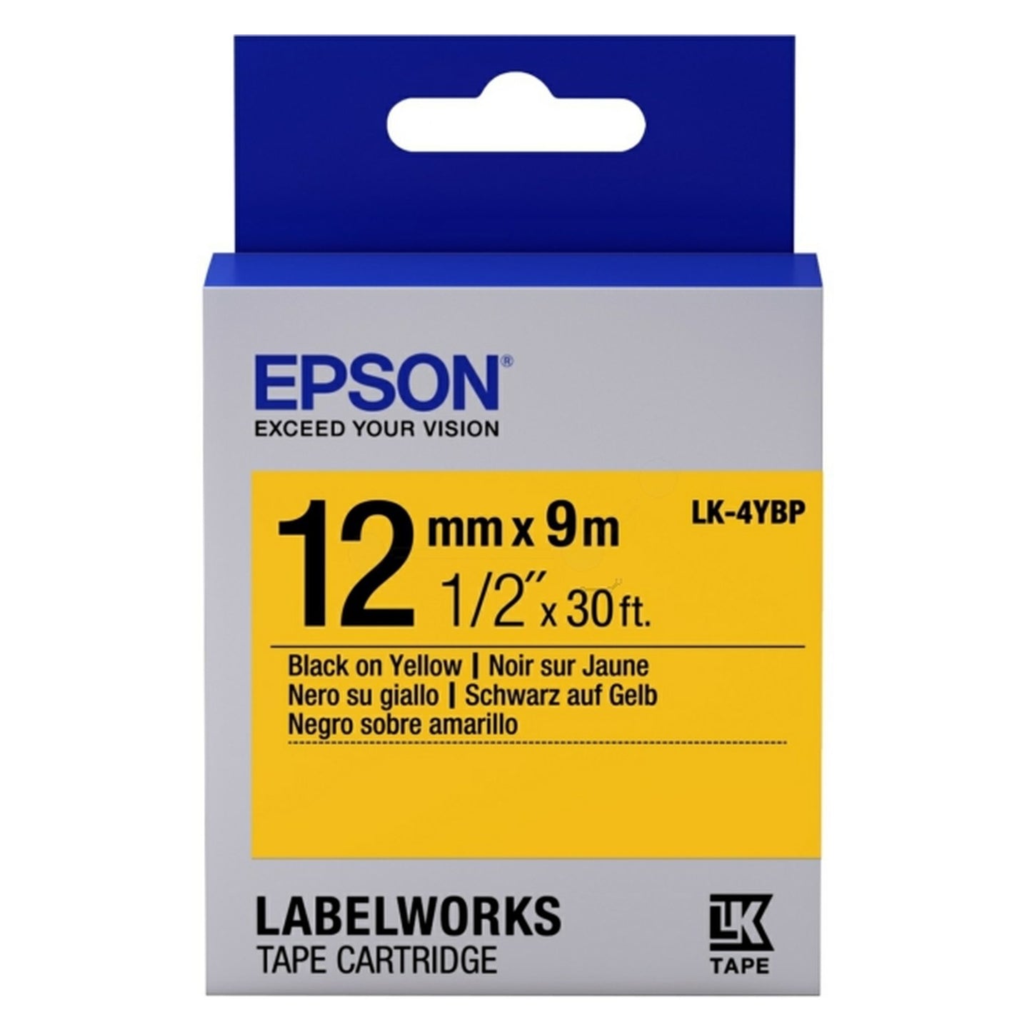 Rouleau d'étiquettes d'origine Epson C53S654008 / LK-4YBP - noir, jaune
