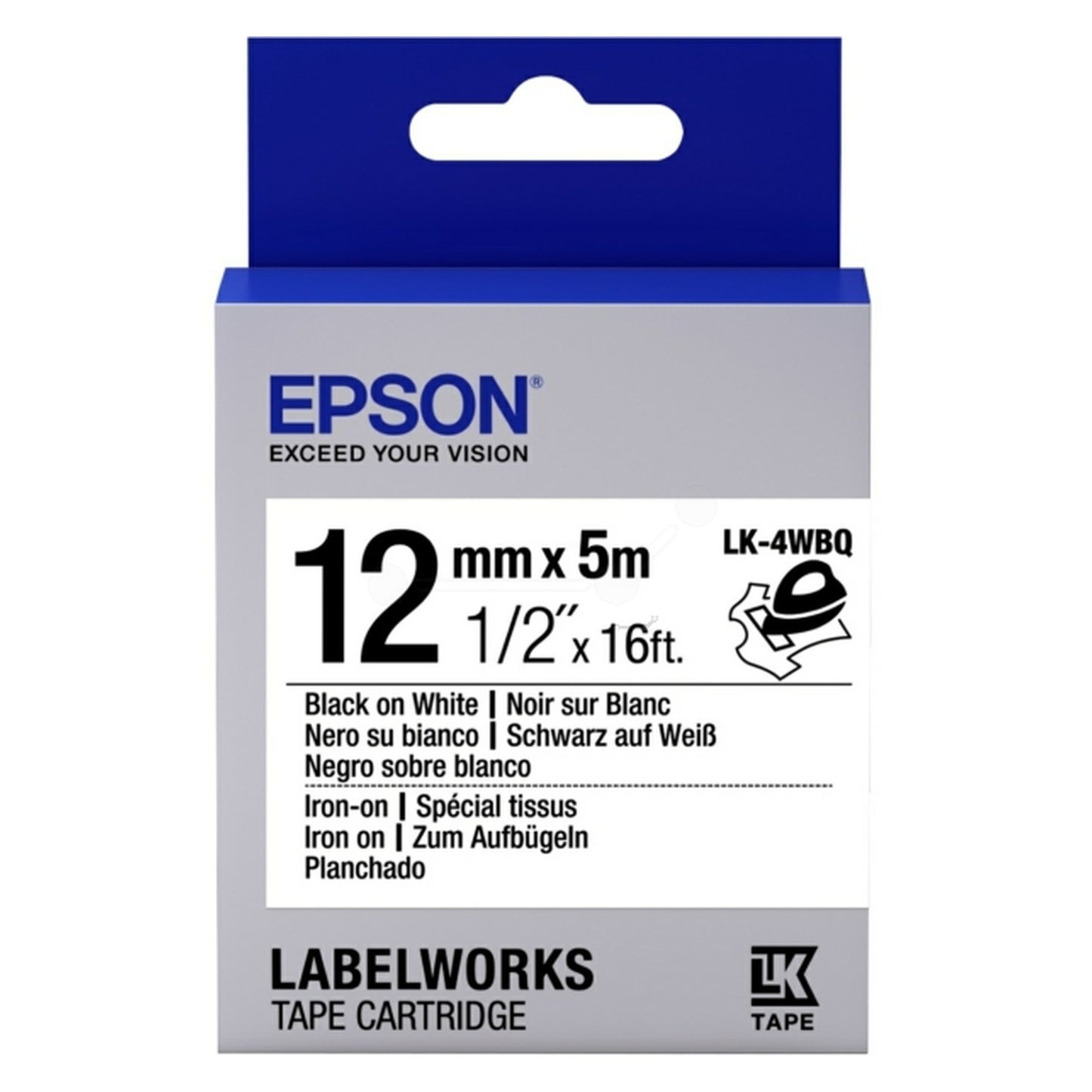 Rouleau d'étiquettes d'origine Epson C53S654024 / LK-4WBQ - noir, blanc